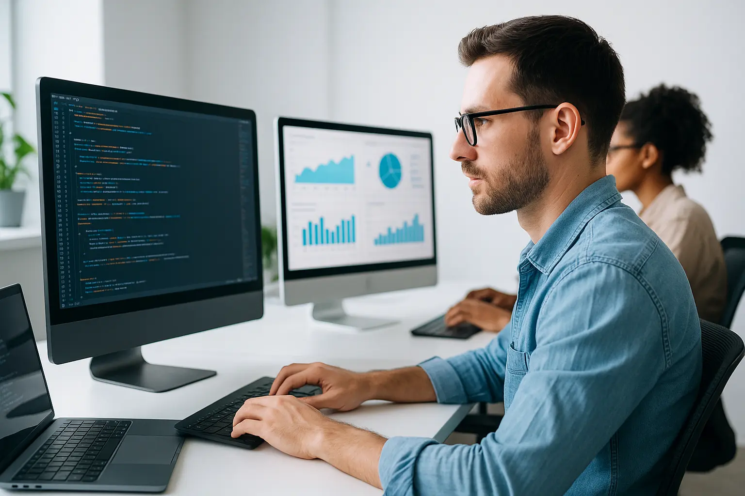 Equipe de desenvolvedores trabalhando em projetos digitais