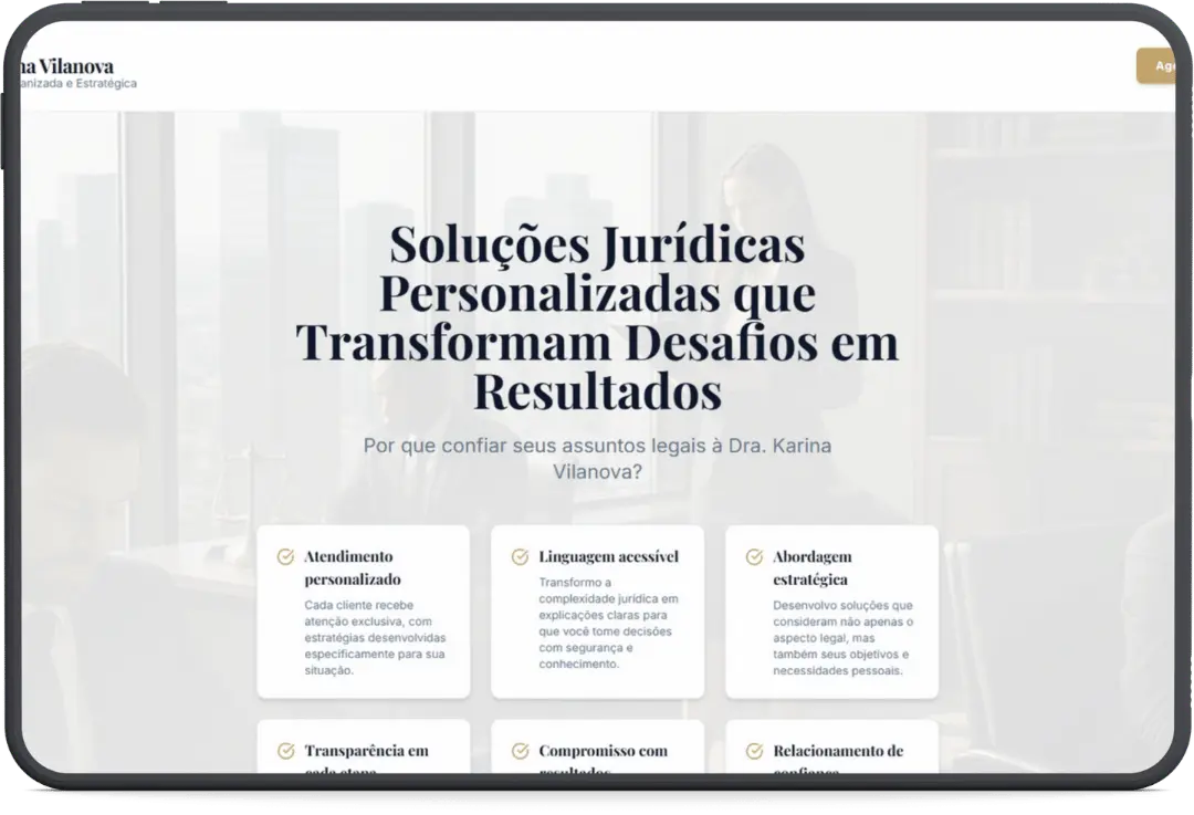 Mockup do projeto Karina Vilanova Advocacia